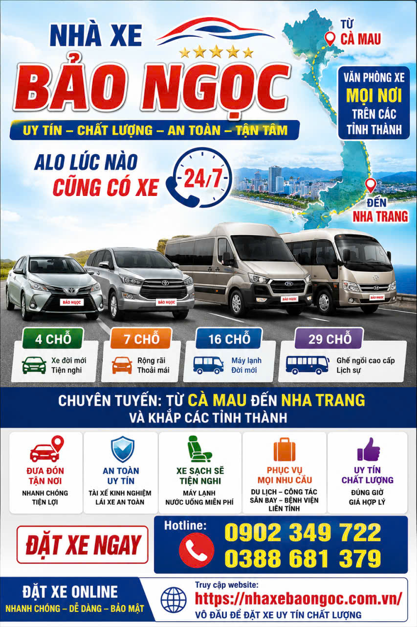 Nhà xe bảo ngọc - chuyên chạy liên tỉnh giá rẻ